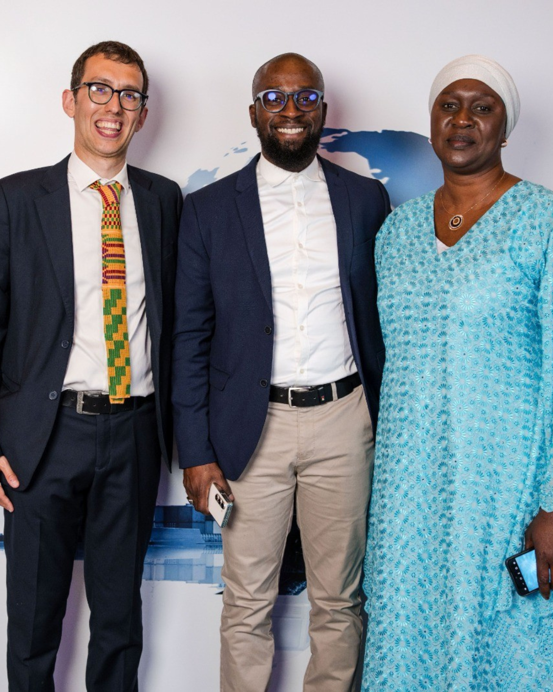 Martino Ghielmi con due partner africani a un evento inAfrica